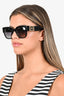 Versace Black Square Frame Polarized Sunglasses w/ Gold Medusa Sides