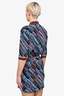 Versace Blue/Red Patterned Oversized Shirt Dress with Matching Belt Estimated Size M