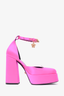Versace Hot Pink Satin Platform Heels Size 36