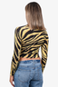 Versace Jeans Couture Black/Yellow Tiger Print Cashmere/Silk Sweater Size XS