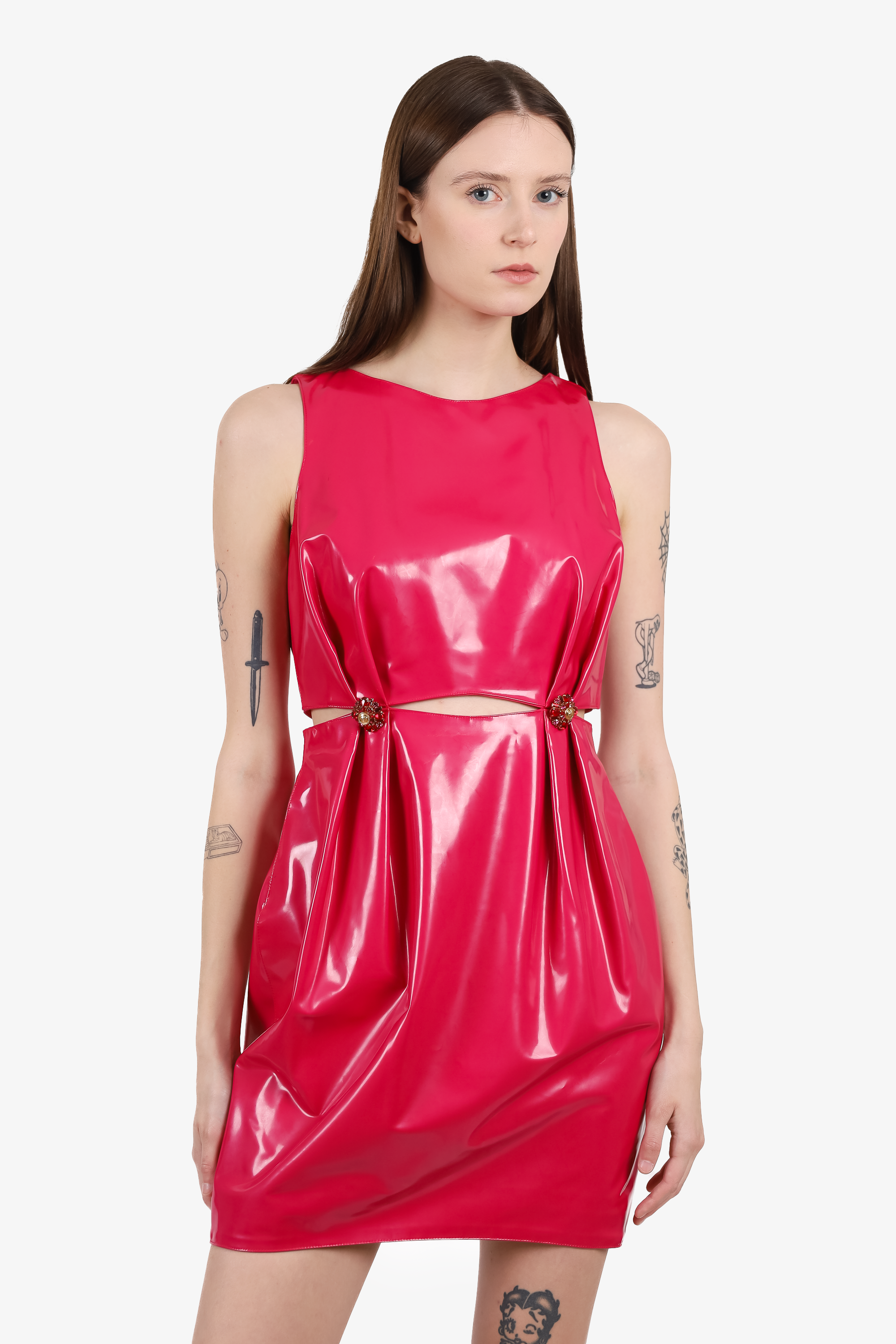 versace pink latex dress Amelia Hamlin Wows In Pink Latex Versace Dress At Milan Fashion Week