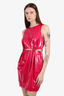 Versace Pink Latex Dress With Rhinestone Button Size 40