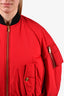 Versace Red Nylon Sleeveless Cocoon Bomber Jacket Size 4