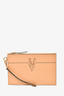 Versace Tan Leather 'V' Logo Pouch with Wristlet