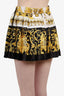 Versace White/Yellow Baroque Pleated Mini Skirt Size 44