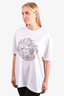 Versace White with Silver Embellished Print T-Shirt Size XL