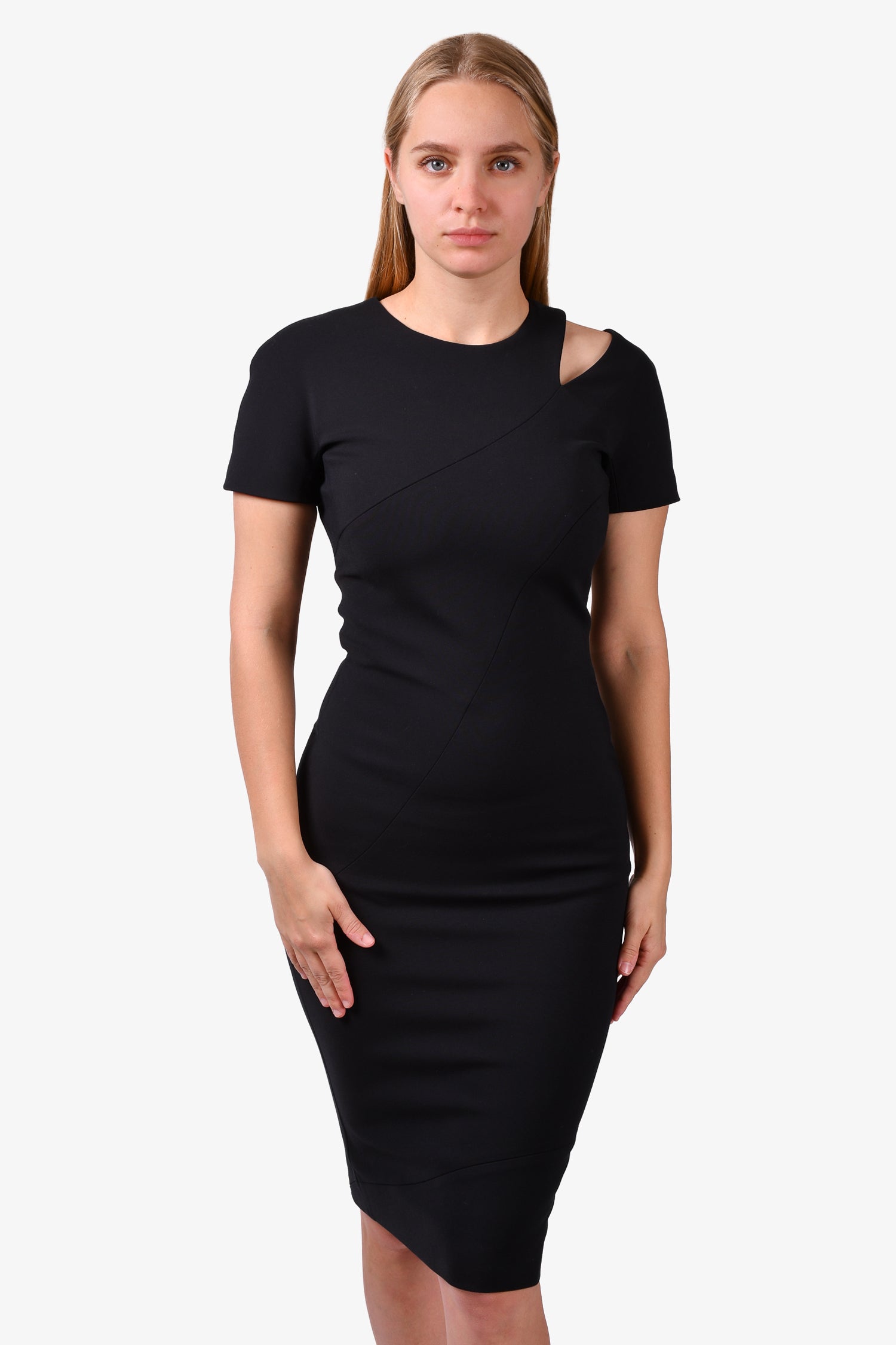 Victoria Beckham Black Cut-Out Shoulder Dress Size 4 – Mine & Yours