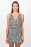 Victoria Beckham Black/White Striped Sleeveless V-Neck Dress Size 2