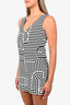 Victoria Beckham Black/White Striped Sleeveless V-Neck Dress Size 2
