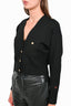 Victoria Beckham Black Wool Heavy Knit Gold Buttoned Cardigan Size S