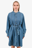 Victoria Beckham Blue Denim Button-Up Belted Dress Size 6