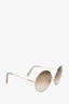 Victoria Beckham Gold Framed Oversized Round Sunglasses