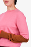 Victoria Beckham Pink Wool Two-Tone Crewneck Sweater Size S