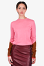 Victoria Beckham Pink Wool Two-Tone Crewneck Sweater Size S