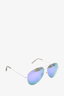 Victoria Beckham Silver Aviator Sunglasses w/ Purple Mirror Lens