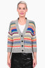 Weekend Max Mara Grey Cotton Multicolour Patterned Button-Up Cardigan Size M