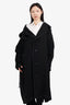 Y's by Yohji Yamamoto Black Wool Drawstring Hooded Coat Size 2