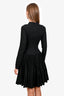 Alaia Black Ribbed Wool-Blend Turtleneck Pleated Dress Size 42