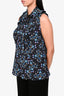 Altuzarra Blue/Black Floral Silk Sleeveless Blouse Size 42