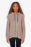 Brunello Beige Cashmere Zip Hooded Sweater Size XS