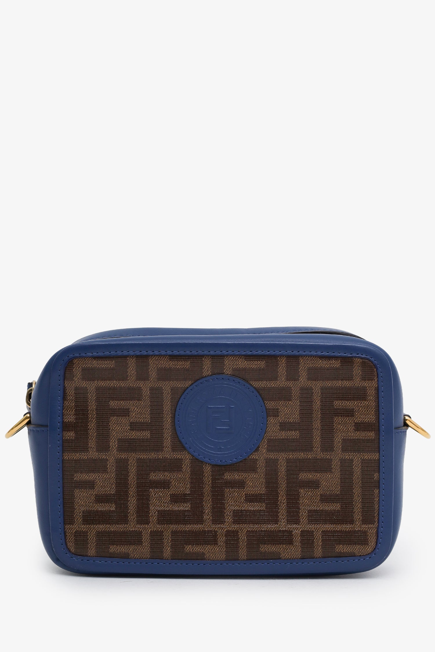 Fendi マザーズバッグ ダークブルー ブラウン Fendi Blue/Brown Coated Canvas FF Logo Mini Camera Bag with Strap
