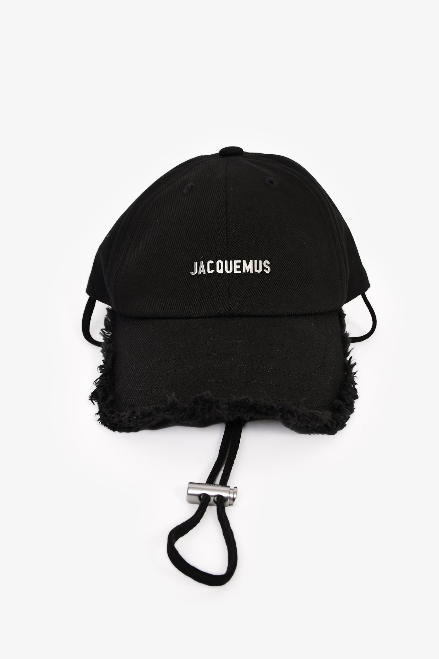 Jacquemus Black Cotton Logo Drawstring Baseball Cap Size 56 – Mine