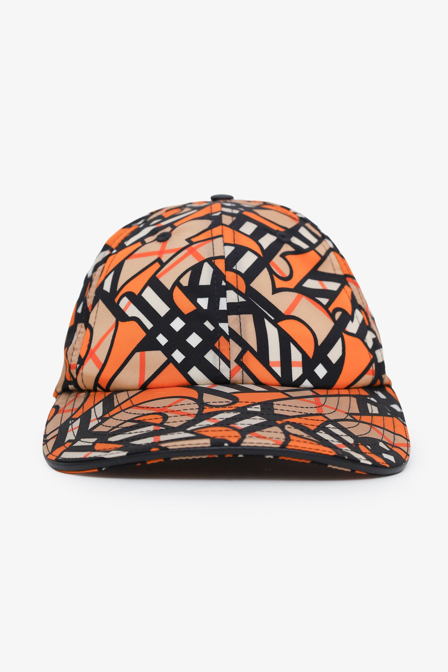 Burberry Orange Nylon Monogram Print Baseball Cap Size S – Mine