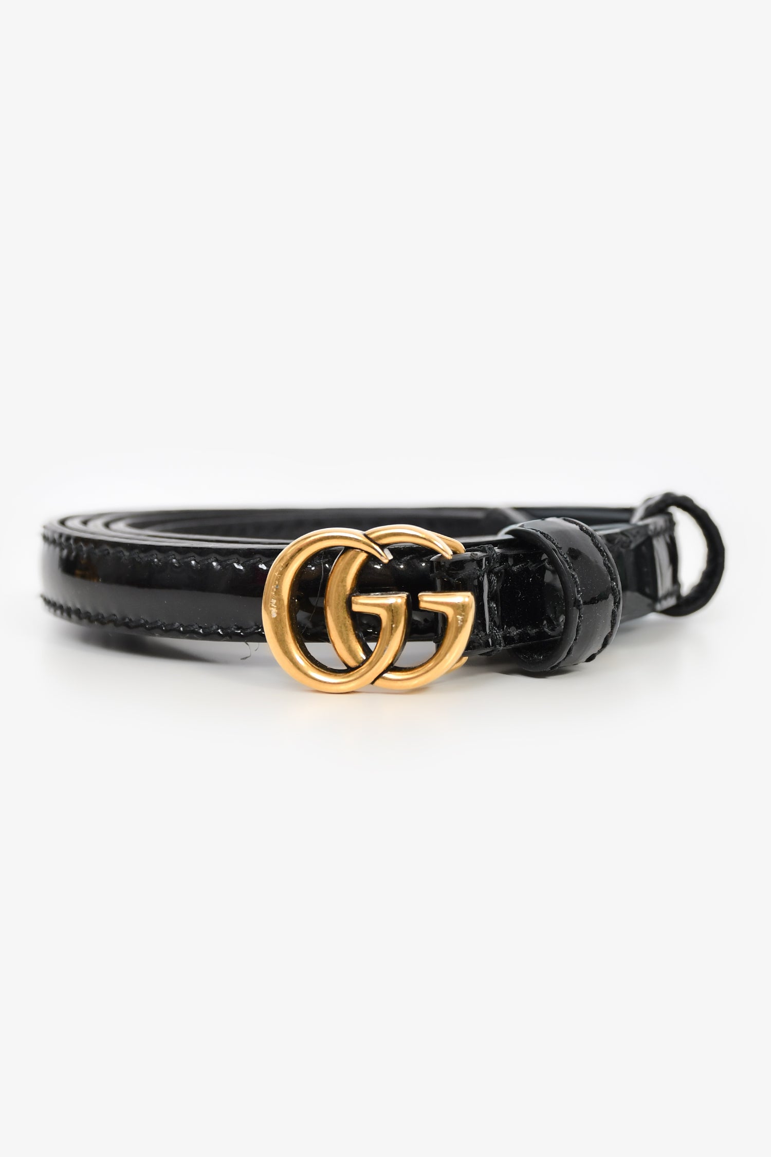Gucci Black Patent Leather Extra Thin GG Marmont Belt Size  display picture 2