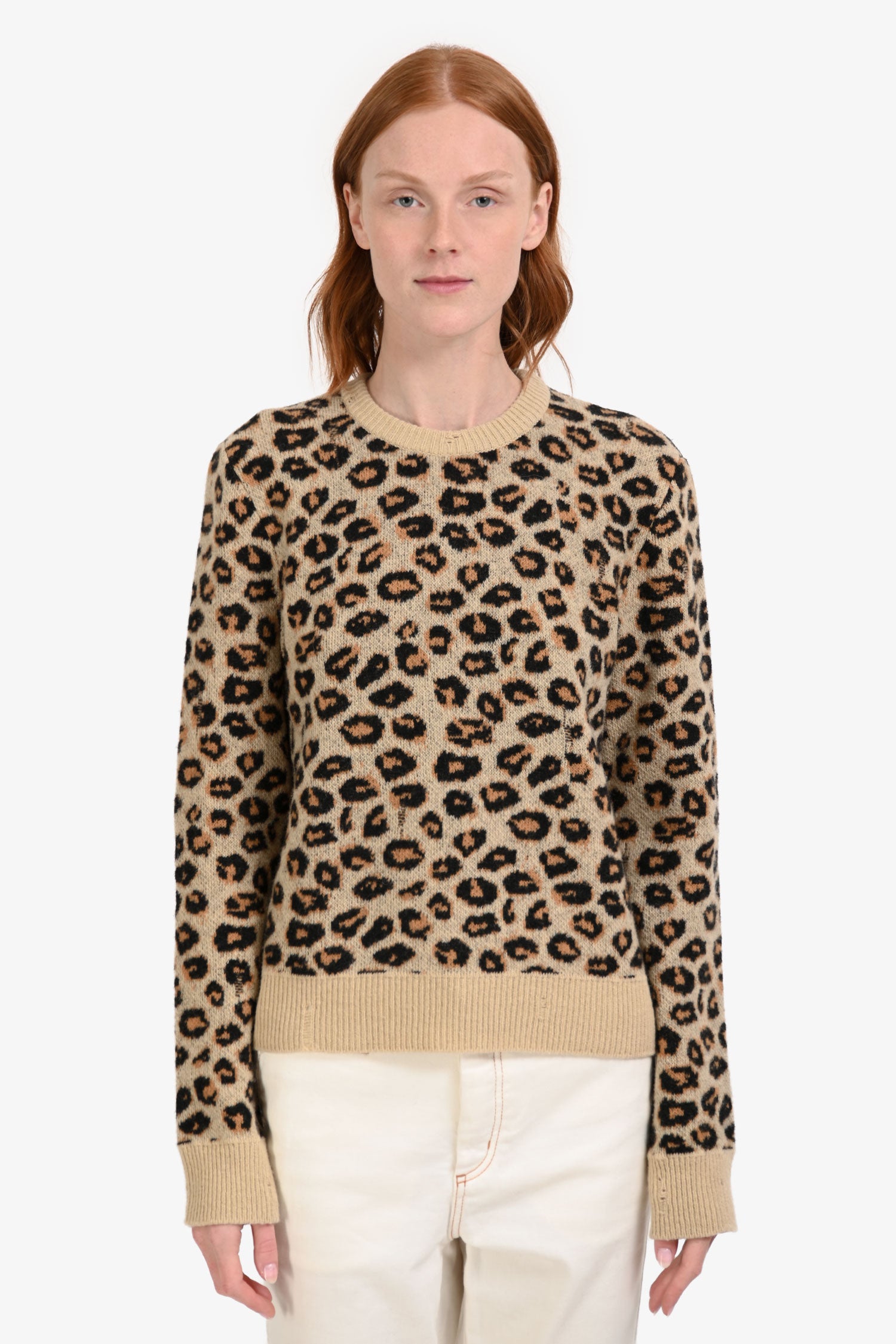 ドリスピです。GUCCIレオパード柄刺繍ニットセーターサイズXL Gucci Cheetah Print Wool Distressed Knit Sweater Size S – Mine & Yours
