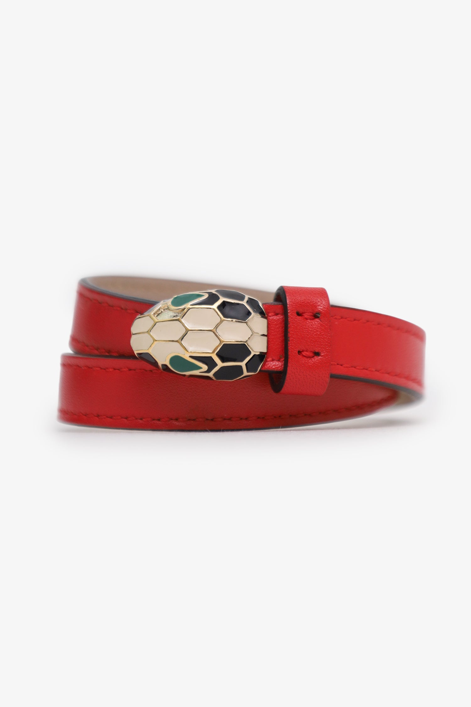 BVLGARI ロゴ入り赤紐ブレスレット Bvlgari Red Leather Serpenti Forever Wrap Bracelet – Mine & Yours