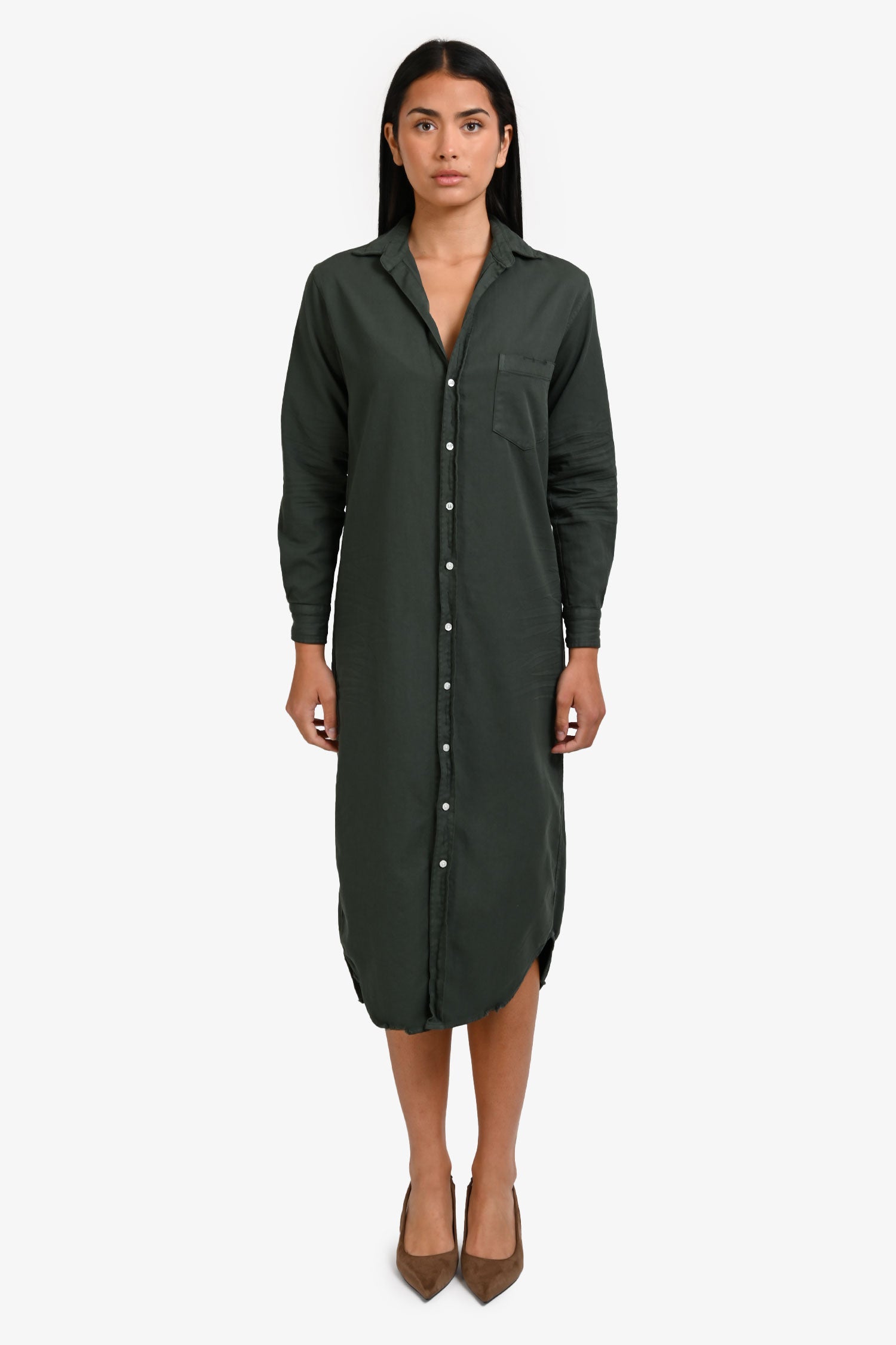 Frank&Eileen☆Rory☆ダークグリーン☆XXS Frank & Eileen Green Cotton Rory Maxi Shirt Dress Size XXS – Mine