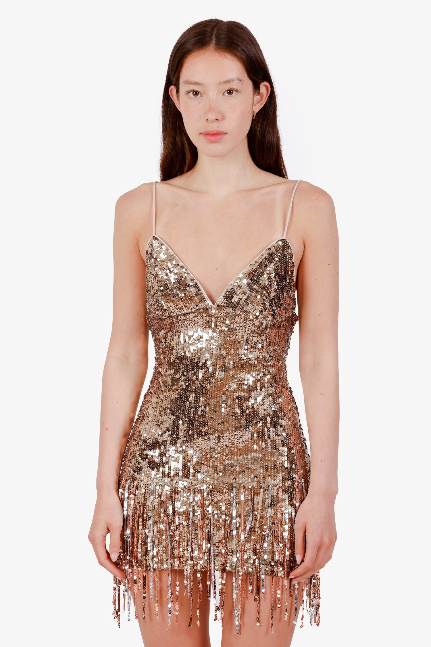 fran gold sequin contrast party mini dress Lovers and Friends Gold Sequin Fringe Mini Dress Size XS – Mine & Yours
