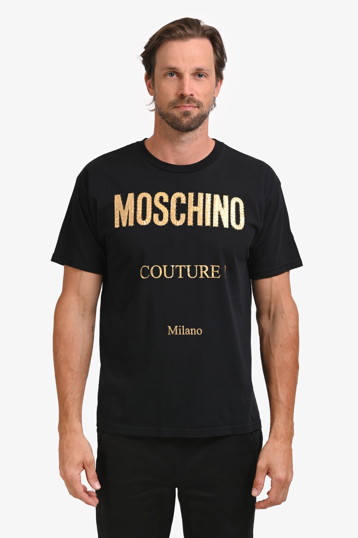 Moschino Couture Black/Gold Logo T-Shirt Estimated Size L Mens