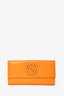 Gucci Orange Leather Studded GG Long Flap Wallet