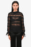 Isabel Marant Black Sheer Silk/Lace L/S Top sz 36