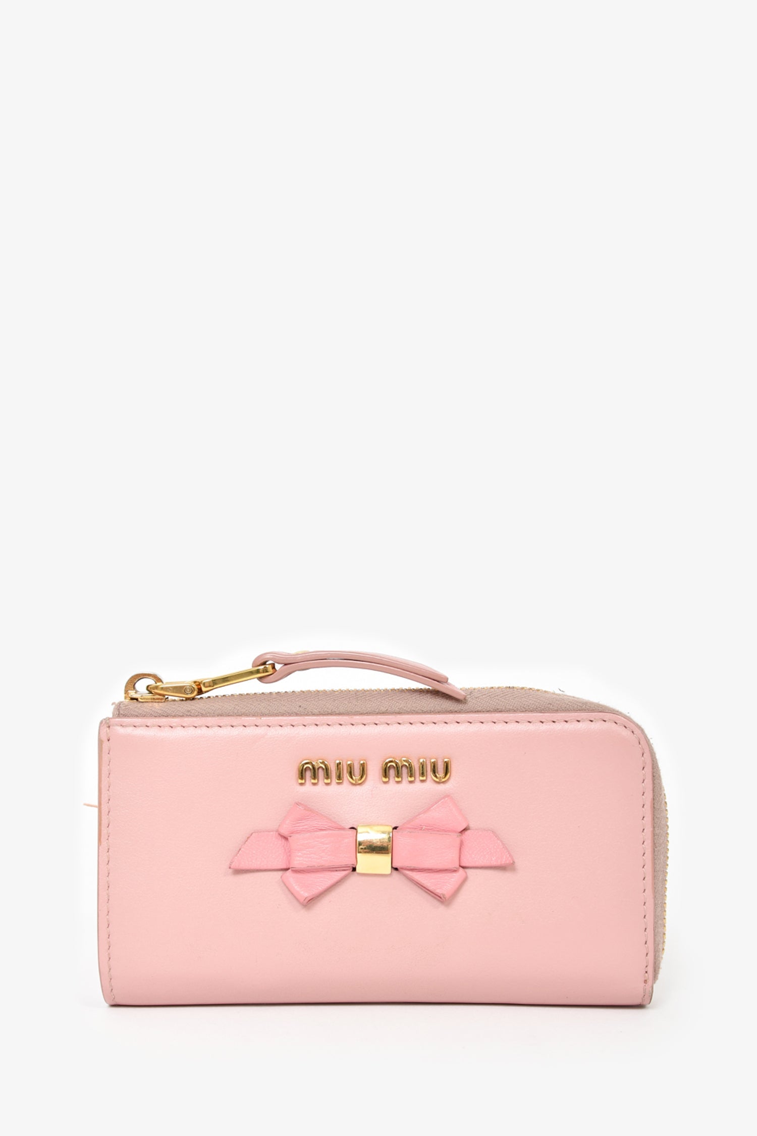 Miu Miu Pink Leather Bow Small Zip Wallet – Mine & Yours