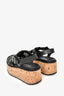 Prada Black Foam Rubber Cork Platform Sandals Size 37