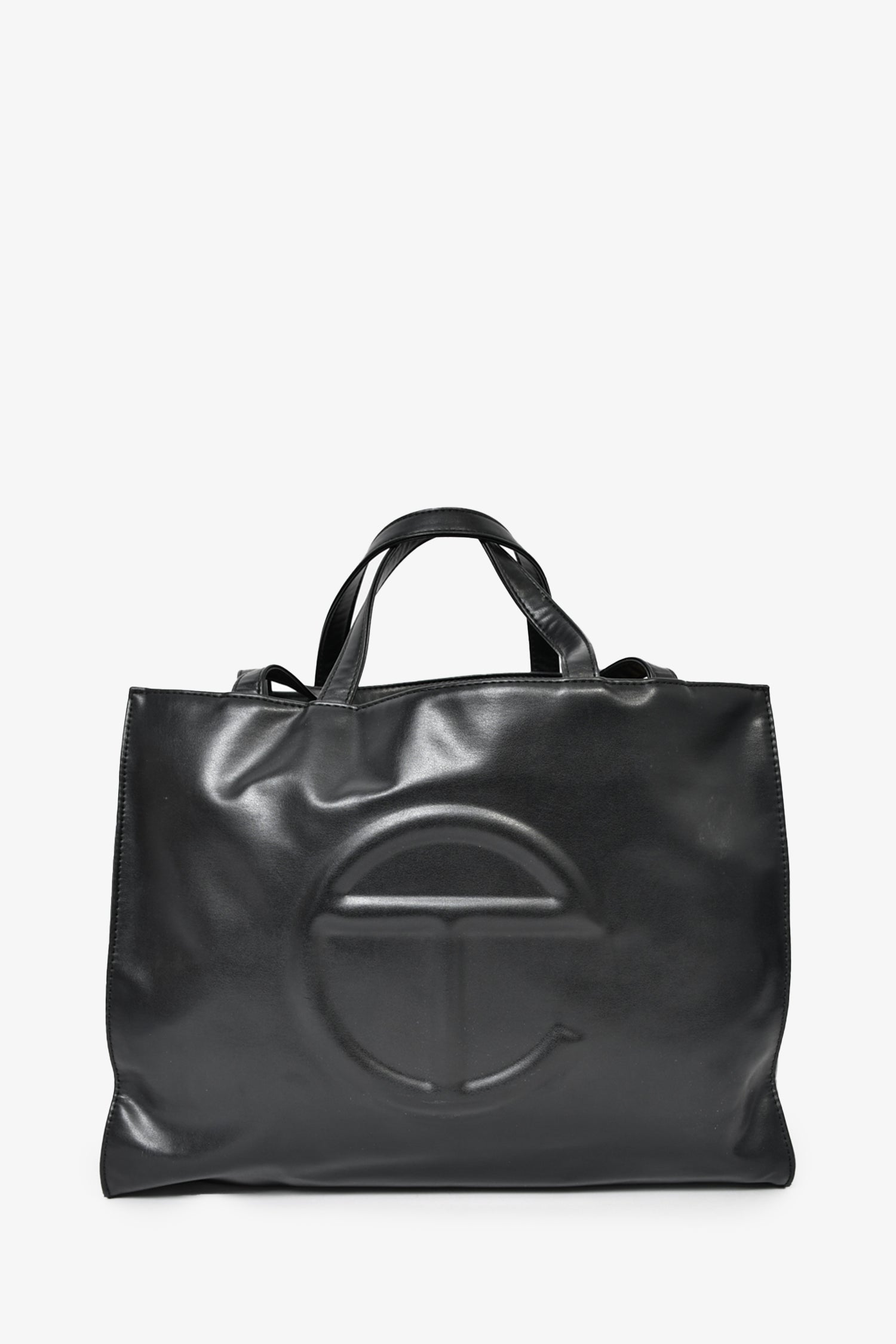 Telfar Black Leather Medium Shopping Tote – Mine Yours