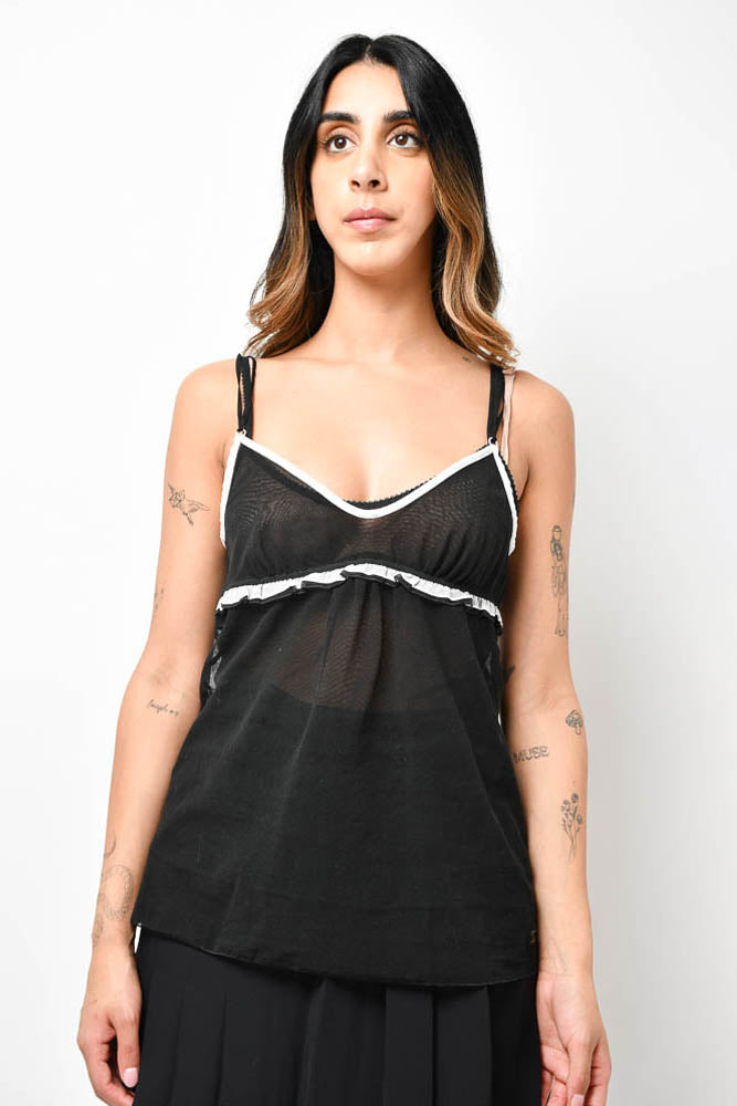 Pre-loved Chanel™ Black Sheer Babydoll Tank Top with Bow Size 40 – Mine &  Yours