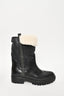 Brunello Cucinelli Black Leather/Suede Cream Shearling Lined Moto Boots Size 39.5