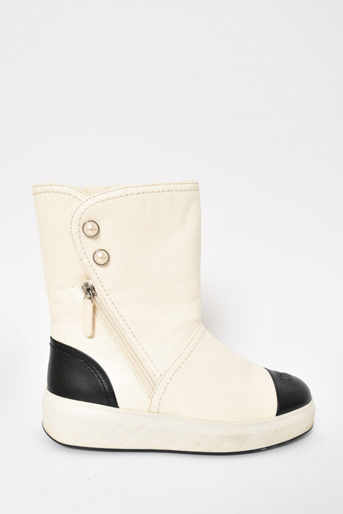 Chanel white leather boots Clearance
