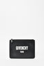 Givenchy Black Leather White Logo Zip Pouch