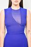 Victoria Beckham Electric Blue Sleeveless Midi Dress with Mesh Detail Size 2 US