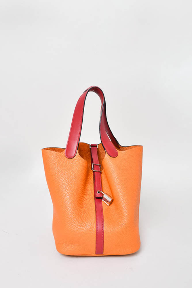 Hermes 2016 Orange/Red Clemence Leather Picotin 22 Bucket Bag – Mine & Yours