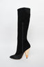 Givenchy Black Suede Knee High Boots w/ Coral/Gold Cone Heels Size 39