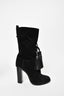 Lanvin Black Suede Calf Heel Boot With Tassel Size 38