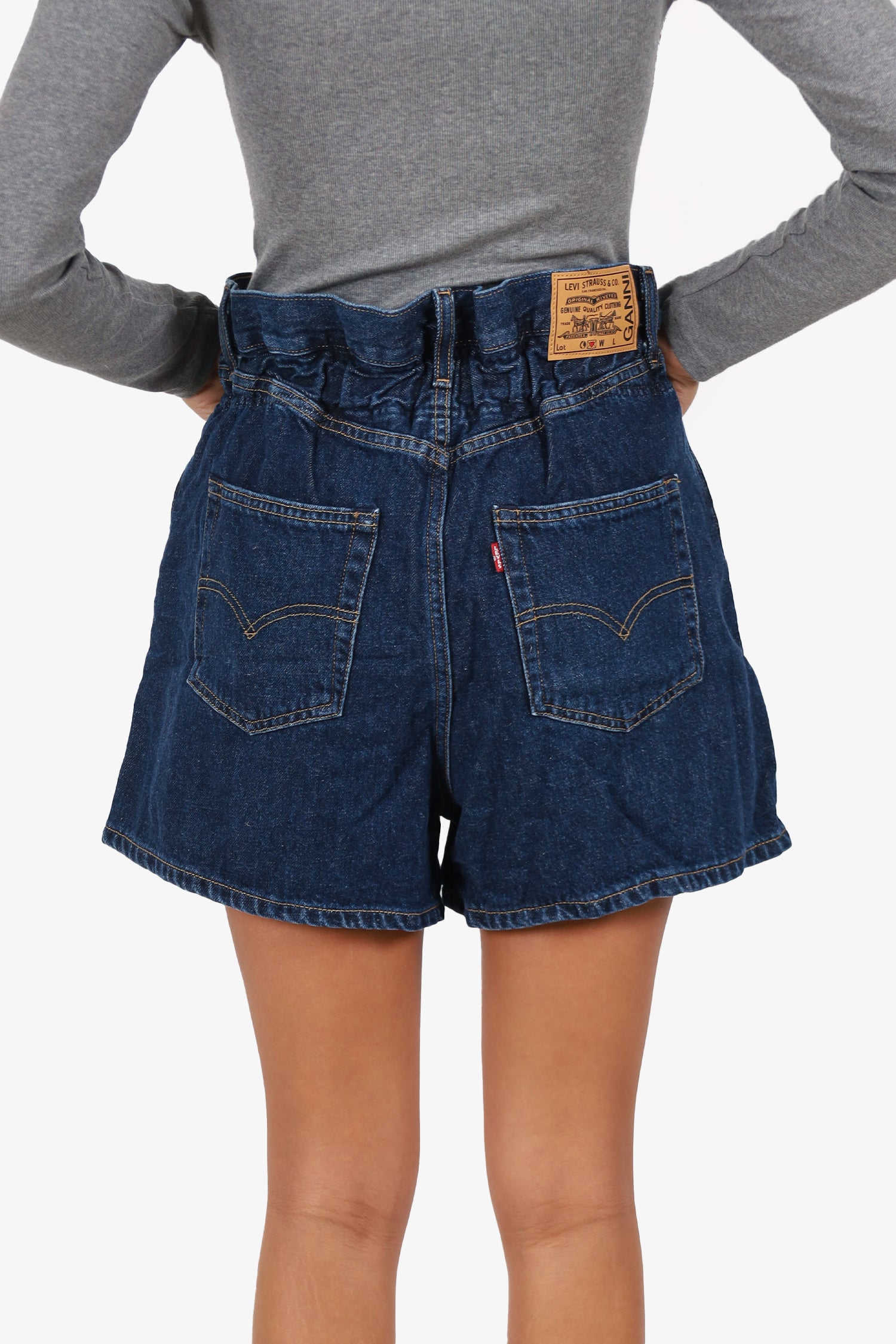 GANNI ×Levis デニム ショートパンツ　S Ganni X Levi's Blue Denim Mini Shorts Size 27 – Mine & Yours