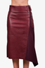 3.1 Phillip Lim Burgundy Leather Detail Midi Skirt Size 2