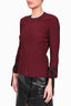 3.1 Phillip Lim Burgundy Ribbed Knit with Navy Trim Sweater Size L