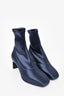 3.1 Phillip Lim Navy Blue Stretch Satin Square Toe Booties Size 36.5